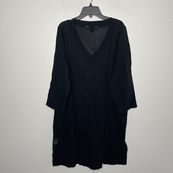 LANDS END Womens Black Embroidered Tunic Swim Cover-Up NEW Cotton Small S - Picture 3 of 8